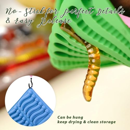 Image of LUSHYUM 4PCS 5~14ML Gummy Bear & Worm Moulds Set, 100 Total Cavities