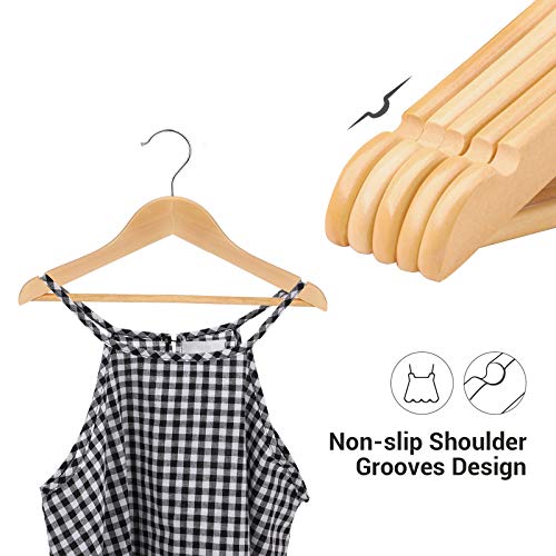 Songmics Kid’s Wooden Hangers, Set Of 20 Solid Wood Baby Hangers, Children's Coat Hangers With Pants Bar, Shoulder Notches, Swivel Hooks, 12.6 X 0.5 X 7.5 Inches, Natural Ucrw06Nl #TOP4