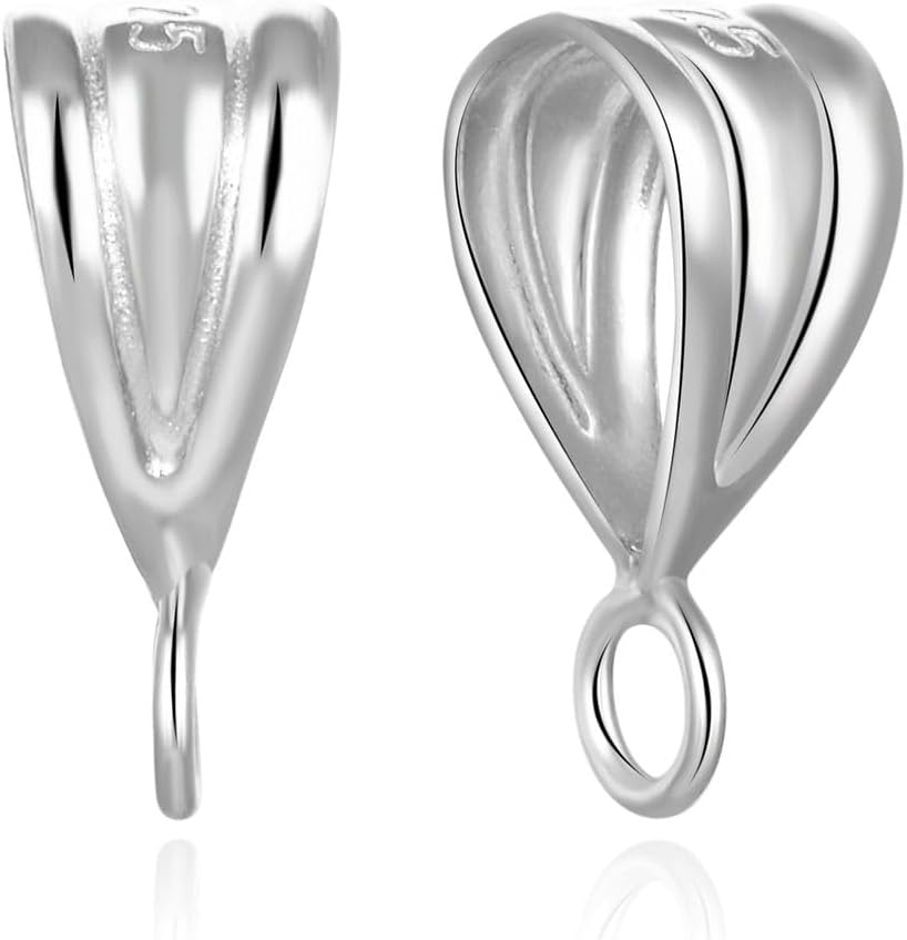 30pcs Adabele Authentic 925 Sterling Silver Pendant Clasp 9mm (0.35 Inch) Small Donut Bail Clip Closed Parallel Ring for DIY Craft Jewelry Making SS355-1