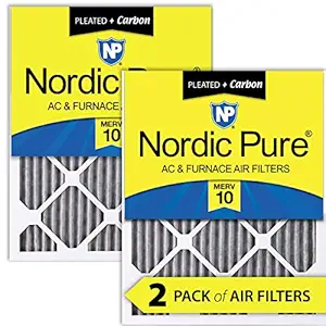 Nordic Pure 14x20x1PM10C-2 MERV 10 Plus Carbon AC Furnace Filter 14x20x1 Pleated Merv 10 Plus Carbon AC Furnace Filters Qty 2