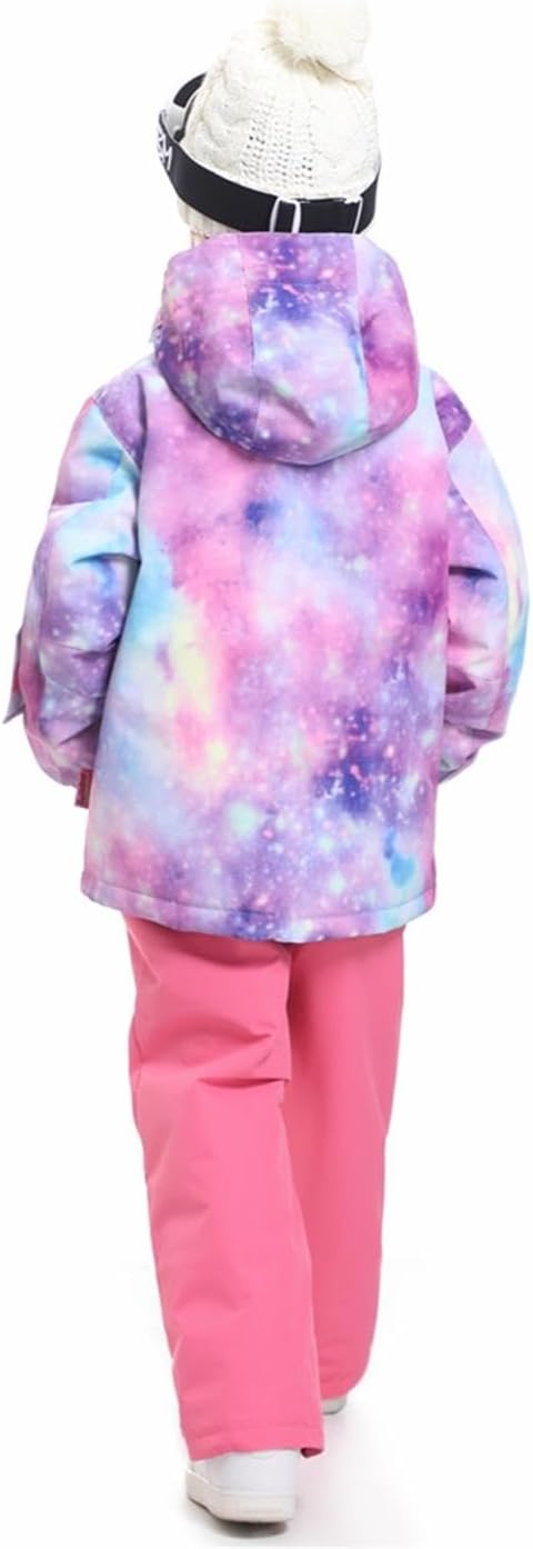 BUMDEEP Kids Girls Boys Two Piece Waterproof Colorful Snowsuits Ski Suits Warm Jackets Winter Pants