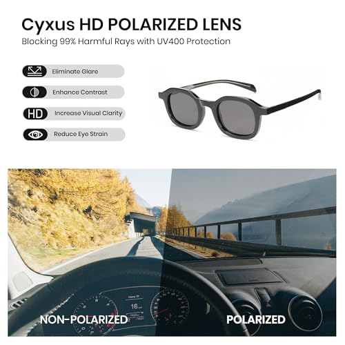Image of Cyxus Sunglasses for Women Men Polarized Round Retro Vintage Stylish UV400 Protection TR P1559