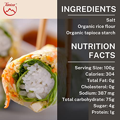 Tanisa Organic Spring Roll Rice Paper Wrapper For Fresh Roll (22Cm, Round, 12 Oz), Non Gmo, Gluten Free, Made In Vietnam, Banh Trang Goi Cuon #TOP3