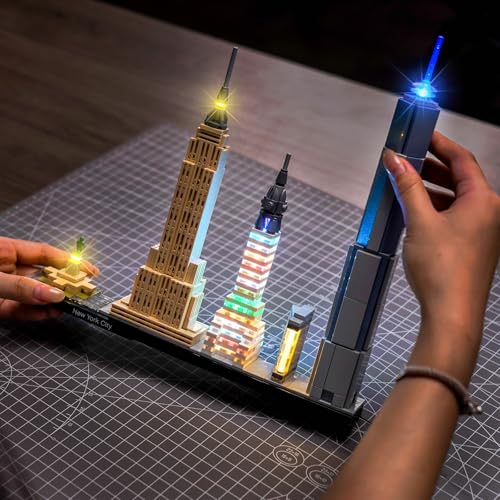 Image of LED Lighting Compatible with Lego Architecture New York City Skyline 21028,Light Kit Compatible with Lego 21028, NOT Included The Model Set - JUST Lights
