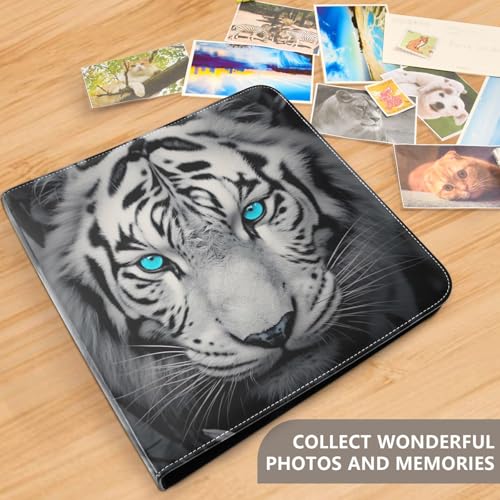 Álbum de Fotos Adhesivo Autoadhesivo DIY, Álbum para Recortes con Anillas de 3 Argollas, Libro de Fotos Azul Ojos Tigre, 40 Páginas, Tamaño 8x10 para Guardar Recuerdos miniatura 5