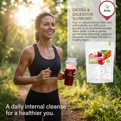 Image of Prifo ABC Juice Powder 250g - Apple Beetroot Carrot Superfood Mix | Natural Detox Drink for Immunity, Glowing Skin & Energy | No Added Sugar, Non-GMO & Preservative-Free | Travel-Friendly