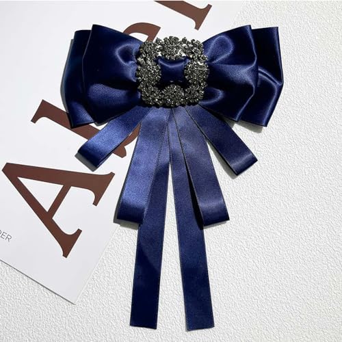 Image of Vintage striped rhinestone Bow Blouse Embellishment Neckline Women's blouse bow tie corsage accessories(multicolour)