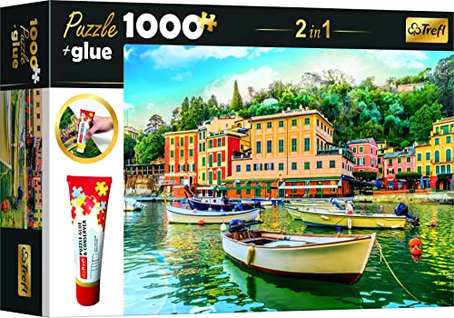 Trefl Liguria, Italia, Pegamento y Conservante para Rompecabezas, Combinar Elementos Juego 2 en 1...
