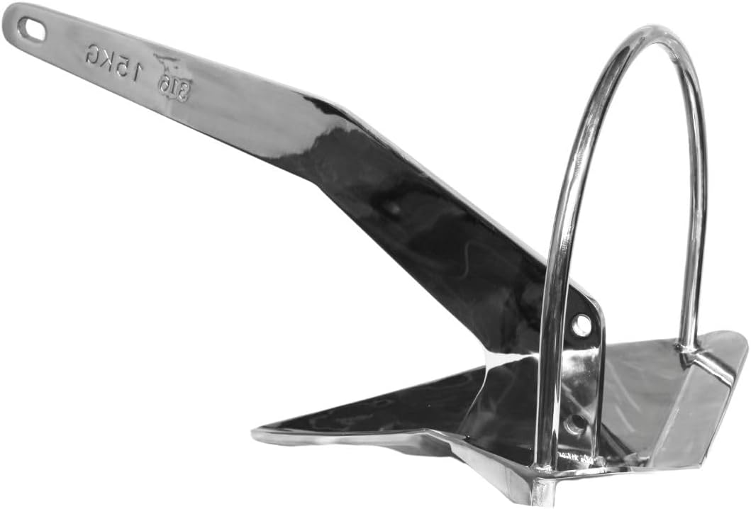MarineNow Shovel Scoop Style Anchor with Roll Bar – AISI 316 Stainless Steel – Next-Gen Design for Maximum Hold – Corrosion-Resistant for Saltwater – Available in Sizes 4 kg to 35 kg