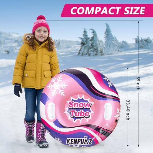 KENPUAZ Inflatable Snow Tube with Durable Fabric Cover – Premium Snow Sled for Kids & Adults, Winter Outdoor Fun (36 inch-Red) by KENPUAZ - Image 2