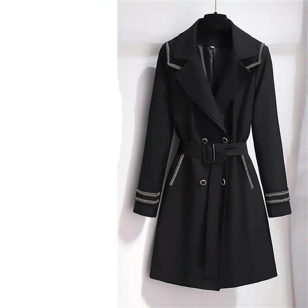 Trench da donna alla moda, doppiopetto, colletto a vento, capispalla slim