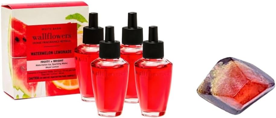 WATERMELON LEMONADE - White Barn Bath/Body - 4 Pack Wallflowers Home Fragrance Refills 0.8 fl oz / 24 mL and Stone Soap Natural (Packaging May Vary).