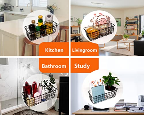 Joben Oligey 3 Set Hanging Wire Baskets ,Wall Mount Fruit Basket,No Drilling,Adhesive Small Metal Basket,Farmhouse Food Storage Mesh Bin Kitchen Pantry Laundry Bathroom Closet Garage RV ,Black by Joben Oligey - Image 4