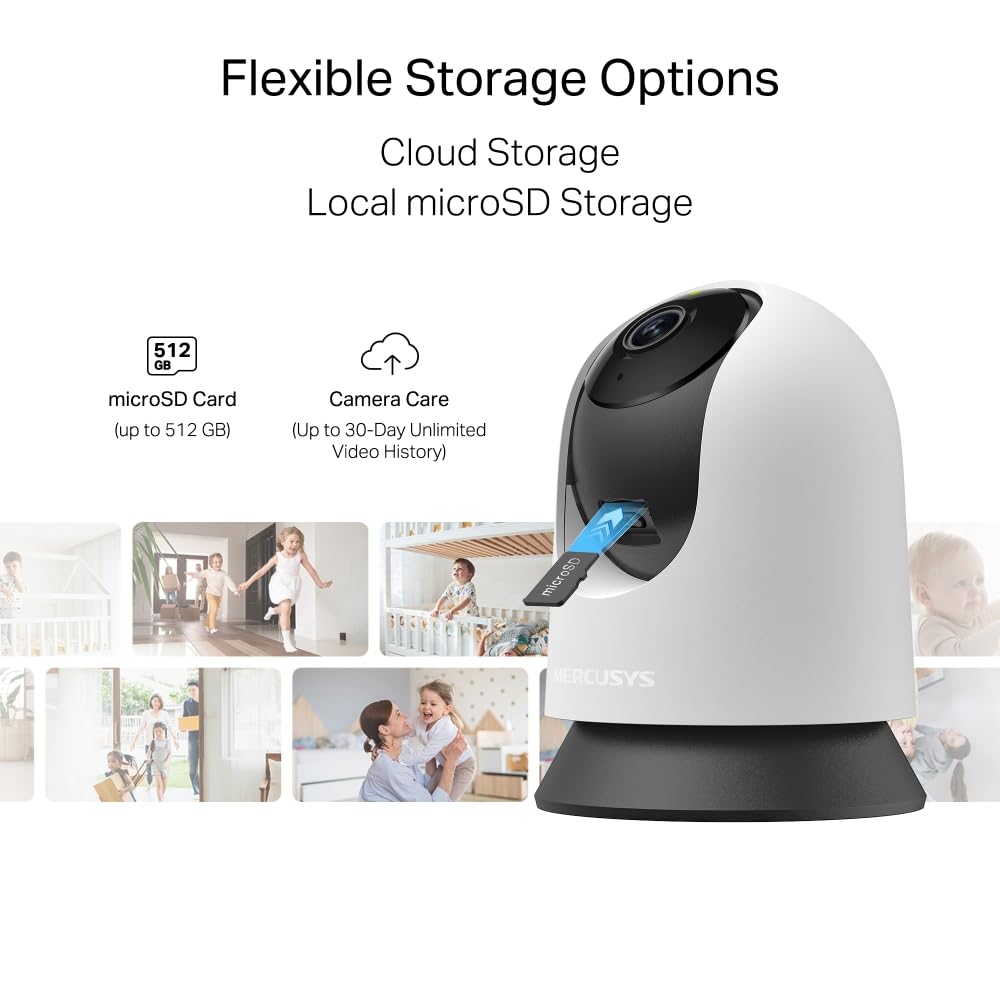 MERCUSYS MC200 kamera do monitoringu wewnątrz 360°, WLAN 2,4 GHz, 1080p, noktowizor, dwukierunkowe audio, rozpoznawanie AI, kompatybilna z Alexa, karta micro SD do 512 GB