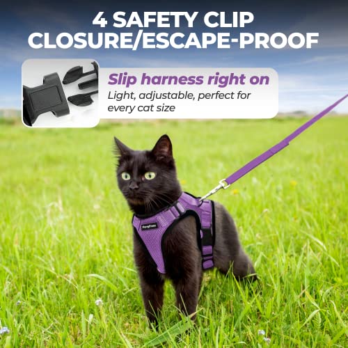 Furryfrenz Cat Harness And Leash Set For Walking | Breathable, Adjustable Escape Proof Jacket With Reflective Strips | Extra Small & Small Cat Harness | Pet Training & Cat Supplies (Purple, Xs) #TOP3