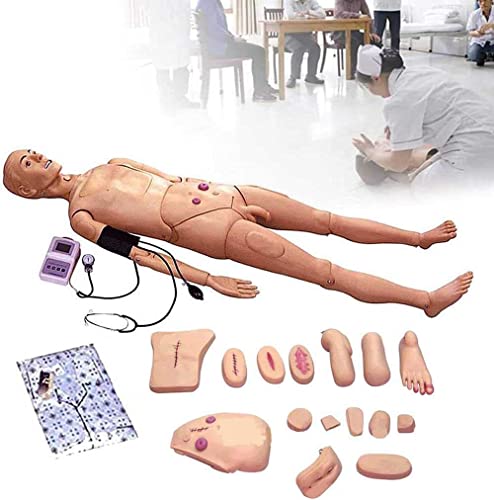 RYAZOZA Full Body Nursing Simulator with Arm Blood Pressure Measurement Training, CPR Simulator Demonstration, Life Size Human Manikin for Nursing Training(160CM)