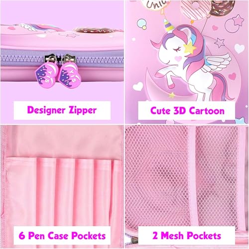 Image of DEOXY 3D Unicorn Pencil case Large Capacity Premium Stylish EVA Case Embossed Compass, School Supply Organizer for Students, Stationery Box, Cosmetic Zip Pouch Bag-CK22