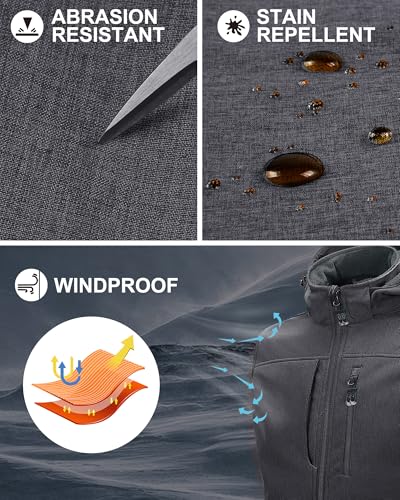 Image of 33,000ft Men's Lightweight Softshell Vest Hooded Outerwear Zip Up Fleece Lined Windproof Sleeveless Jacket for Golf Running