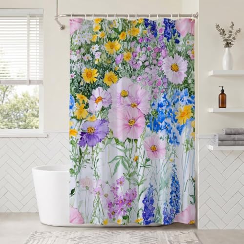 Rideau de douche imperméable et lavable 180x200 fleurs sauvages - 5
