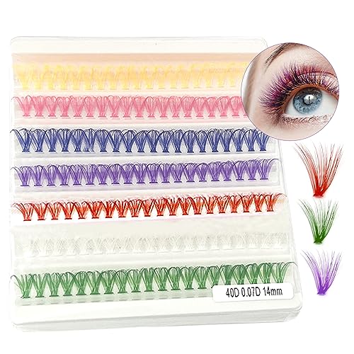 Coloured Lashes,Colored Lash Clusters,7 Rows 7 Colors False Eyelashes,Cluster Eyelash D Curl,Wispy Soft Natural DIY Eye Makeup Long Lasting for Parties, Celebrations, Photography