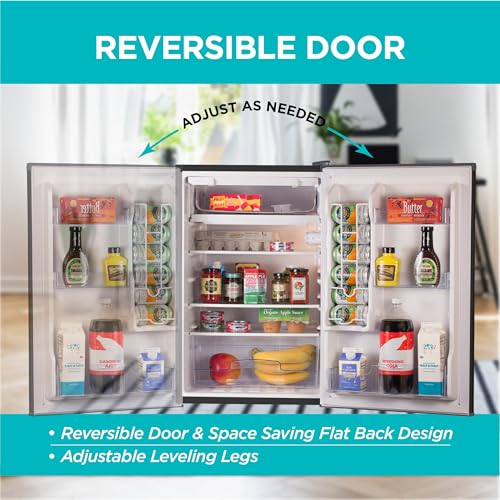 Image of BLACK+DECKER 4.3 Cu. Ft. Compact Refrigerator, ENERGY STAR Certified Small Refrigerator, Single Door Mini Fridge with Chiller Compartment, Personal Fridge for Home or Dorm Room, BCRK43B, Black