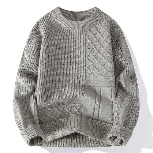 Mokkpeq Men's Thickened Warm Fall Winter Sweater Crewneck Long Sleeve Cable Knit Pullovers Loose Fit Solid Color Casual3
