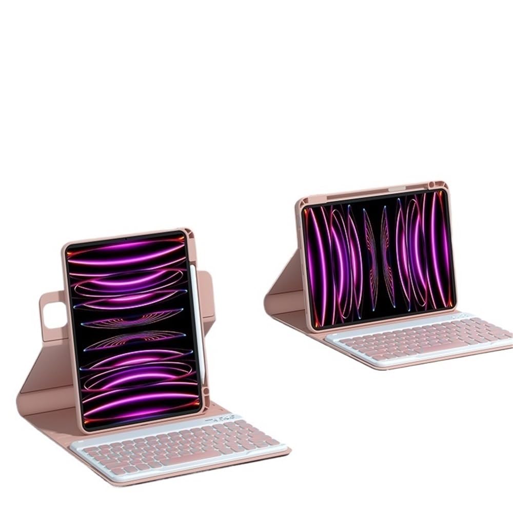 Coque rotative iPad Pro 12.9 étui cuir avec clavier magnétique rétroéclairé