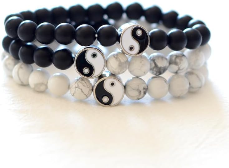 Yin Yang Bracelet, Friendship Bracelet for 3, Tai Chi Gifts, Matching Yin Yang Beaded Bracelet - Image 2