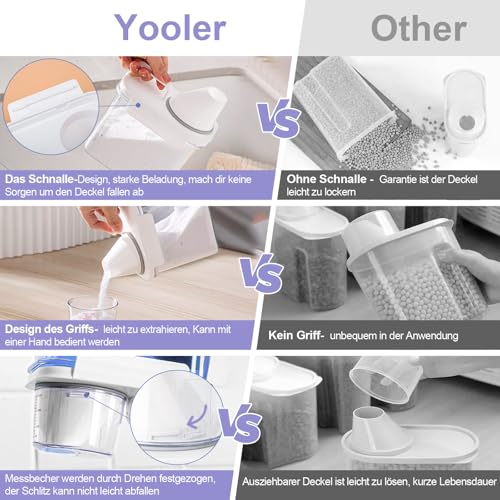 Yooler 2300ml Luftdichter Waschmittelspender mit Messbecher, 2 Stück Waschmittel Aufbewahrung Waschpulver Aufbewahrungsbox, Mehrzweck behälter für Waschpulver Waschmittel Wäscheparfüm Getreide Reis – Bild 6