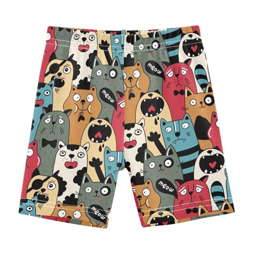 JHKKU Girls Funny Cats Shorts Cotton Cartwheel Bike Kids Biker Under Dress Dance Short Girl Clothes 10Y