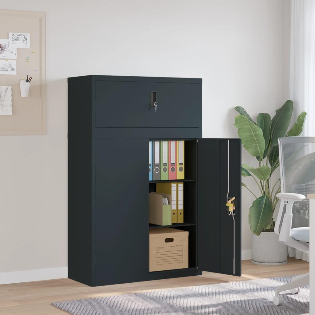 Tidyard Aktenschrank Mehrzweckschrank Büroschrank Lagerschrank Materialschrank Anthrazit 90x40x145 cm Stahl