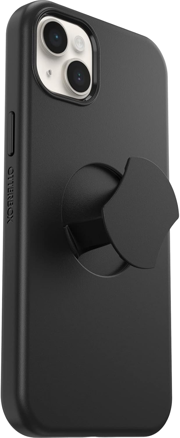 OtterBox iPhone 14 Plus (Only) OtterGrip Symmetry Series Case - BLACK, built-in grip, sleek case, snaps to MagSafe, raised edges protect camera & screen - Image 5