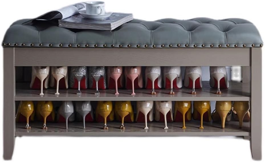 Banc de lit et meuble à chaussures en bois pour une entrée chaleureuse