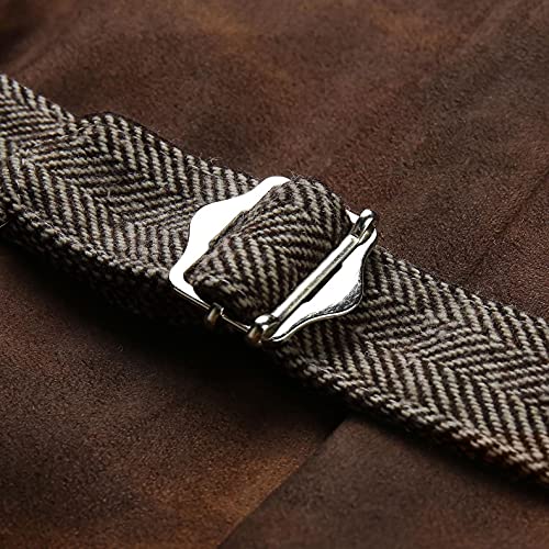 Realdo Mens Vintage Wool Blend Herringbone Tweed Leather Suit Vests Western Cowboy Slim Fit Grooms Dress Vest Waistcoats, 3X-Large #TOP4