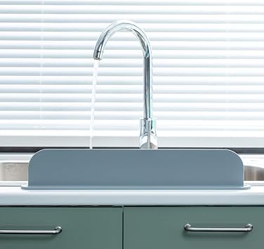 Silicone Sink Splash Guard Kitchen Backsplash Water Baffle Board Dishwashing Protector Countertop Shield(Grey)