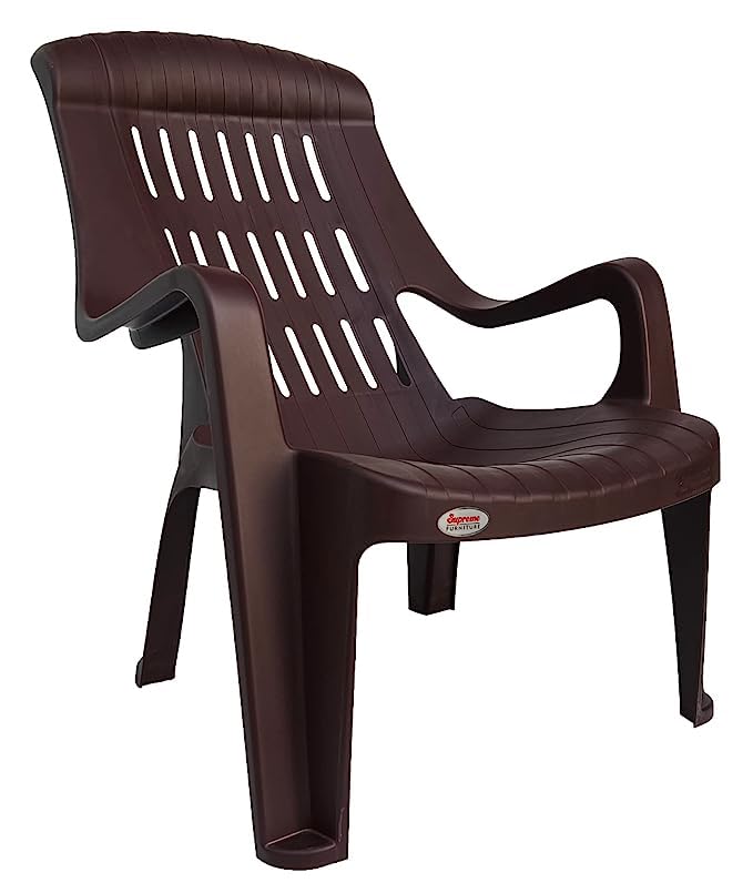 Image of SkyGlamour Supreme Comfy Relax Plastic Arm Chair | Comfort Plastic Chair for Living Room, Garden, Home, Indoor and Outdoor Use | Plastic Chair Set of 4 |Color: Globus Brown; Set of 4 Chairs