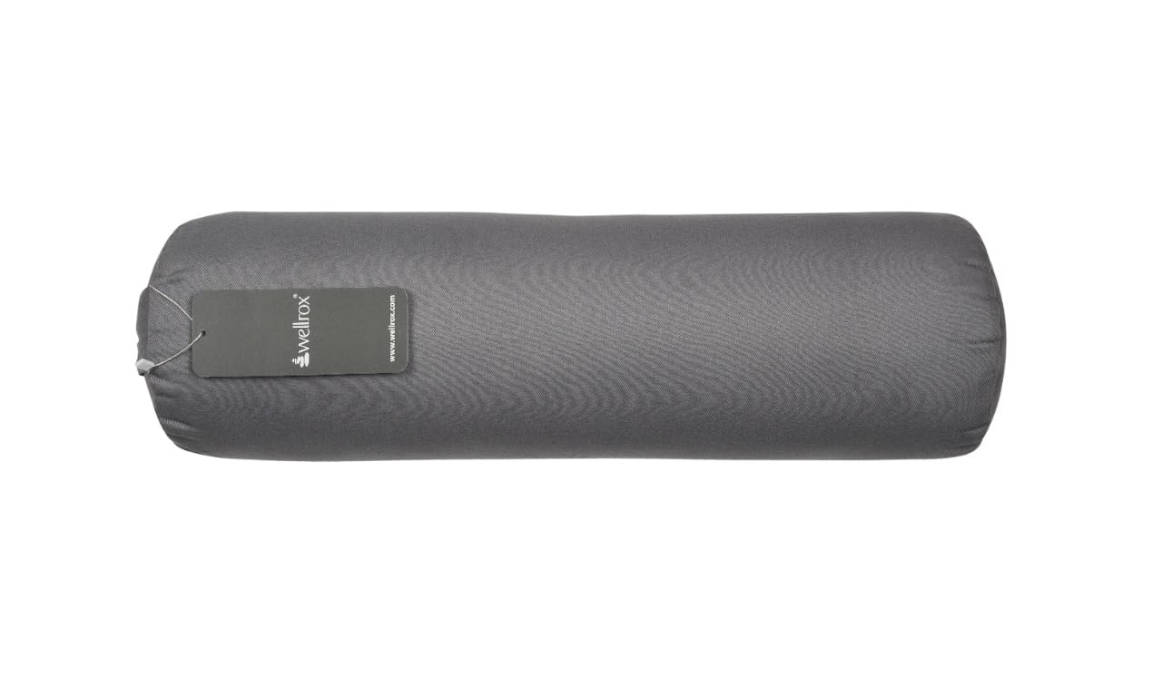 WELLROX Almohada de yoga – Cojín redondo de yoga para posturas restauradoras y meditación – Funda 100% algodón indio, firme y estable, funda lavable