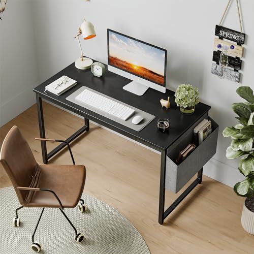 Image of Cubiker Computer Desk, Home Office Writing Study Desk, Modern Simple Style Laptop Table with Storage Bag (31.8 inch, Black)