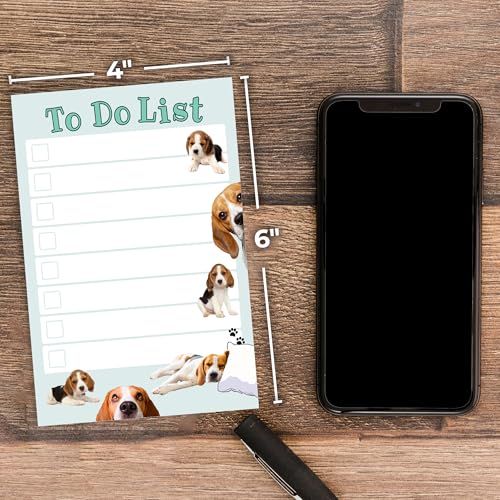 daily ritmo beagle sticky to-do list notepad  dog mom gifts for women  cute beagles stationery pad 4x6 50 pages made in usa  christmas birthday gift