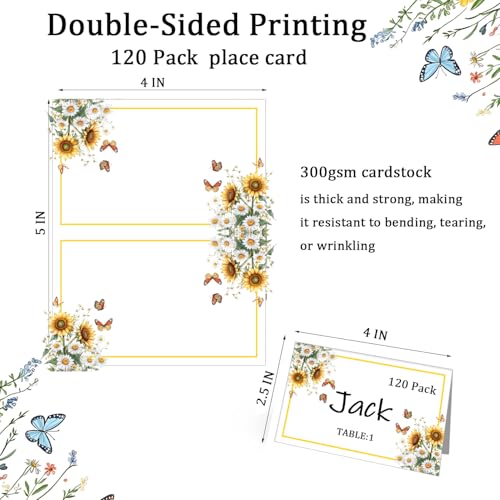 120 Pack Place Cards 4 x 2.5 Inch Table Name Cards Sunflowers Design by NoetSauesrfs - Used condition - Image 3