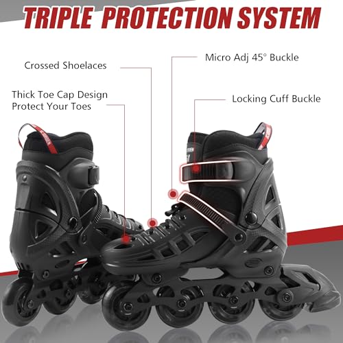 Inline Skates for Kids Girls and Boys, 4 Sizes Adjustable Roller Skates Blades with Full Light Up Wheels for Women Men, Durable Outer Shell, Roller Skates 4-12 Adults - Thumbnail 3