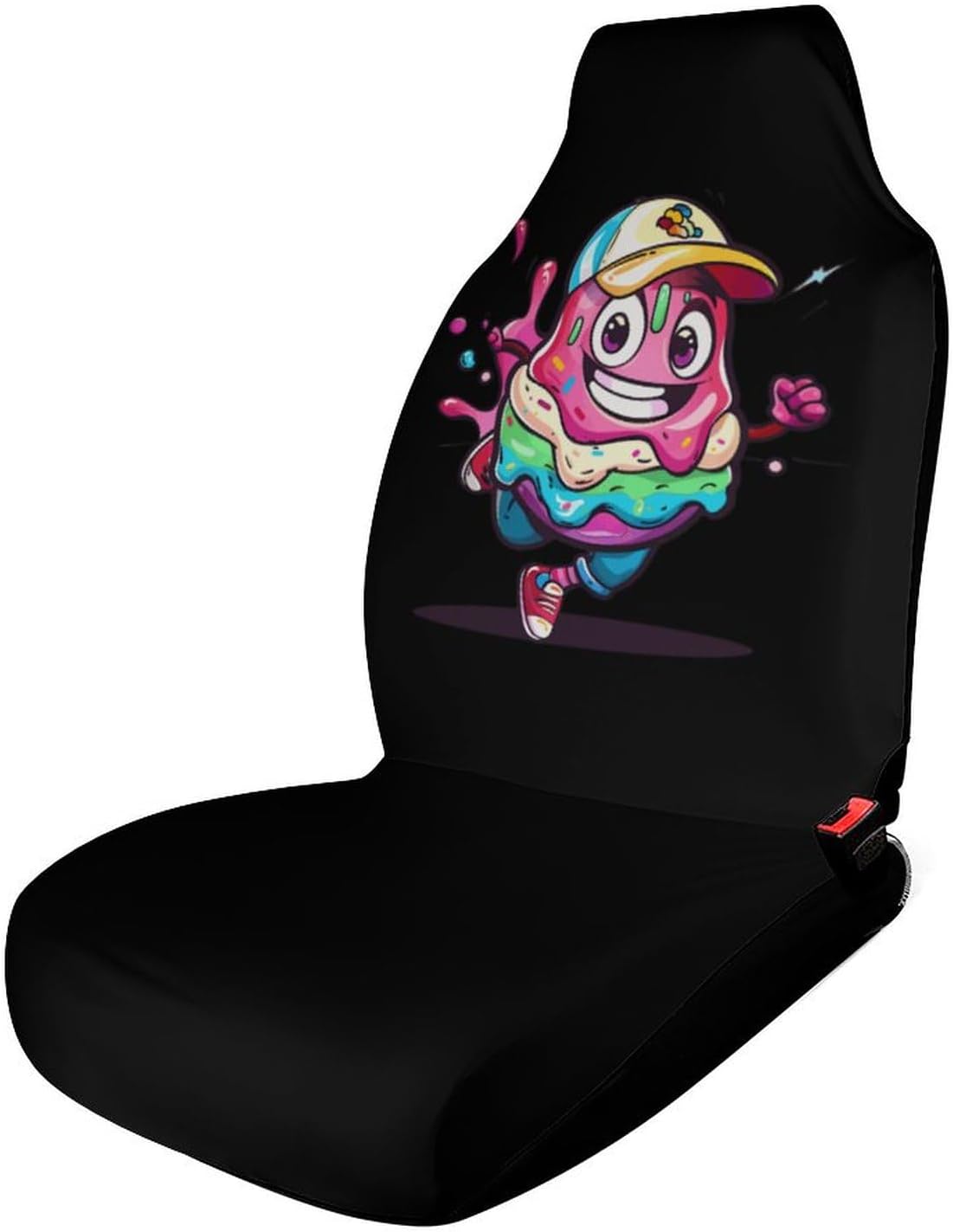 Running Run Cream Ice Cream Car Seat Covers Automotive Seat Covers Car Seat Protector Auto Front Seats Protector for Most Cars 2PCS