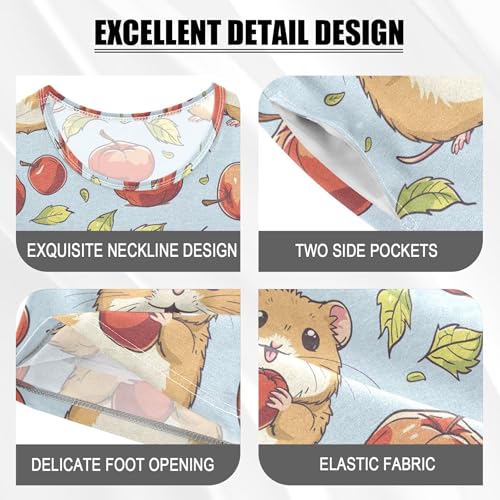 Hamster Fruit Leaves Pajama Set Pajamas Sleepwear Nightwear Loungewear Clothes Set B04033554
