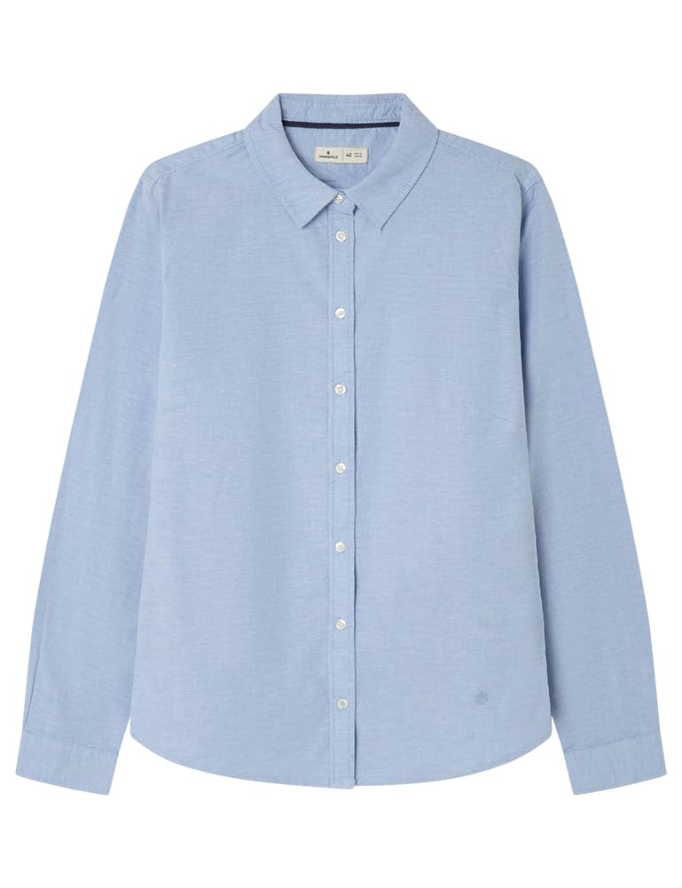 SPRINGFIELD Damen Oxford Shirt In Cotton and Spandex. Embroided Logo. Hemd, blau, 38