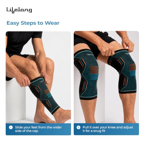 Image of Lifelong 3D Knee Cap Compression Sleeve (L) | Knee Support Brace, Anti Slip Base, Breathable Lightweight Fabric | Sports Gym & Daily Wear | Secure Ergonomic Adjustable Fit for Men & Women (LLOKS20)