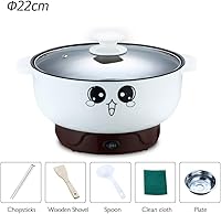 Vista 2 de Sartén eléctrica con tapa, antiadherente, multifunción, de acero inoxidable, pequeña olla eléctrica, olla caliente, sopa de huevo al vapor, gachas