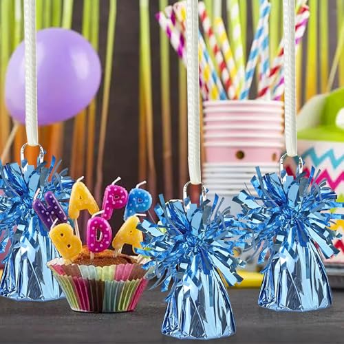 16 PCS Metallic Wrapped Balloon Weights Light Blue Heavy Balloon Weight for Balloons Birthday Party Table Centerpiece Decorations by SPFYunion - Used condition - Image 5