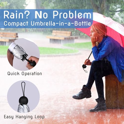 Image of HACER Mini Umbrella with Capsule Case Foldable UV Proof Windproof Compact Pocket Lightweight Travel Umbrellas for Women Men Kids (Pack of 1, Random Color)