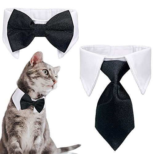 Casidoxi Dog Cat Tuxedo Collar Cat Wedding Bowtie Bow Tie Tux Costume Birthday Easter Valentines Dog Bowtie Cat Collar for Dog Cat Puppy