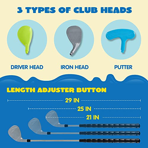 Joyin Club Golf Comprehensive Toy Set With 3 Golf Clubs, 3 Club Heads, Deluxe Toy Golf Bag, 15 Training Toy Golf Balls And Accessories, For Toddler Kids Boys And Girls Golf, Outdoor Lawn Sport Toy #TOP2